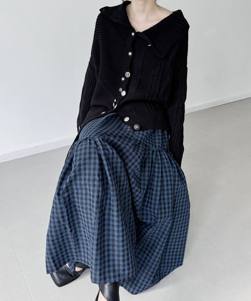Tiered Check Flare Skirt